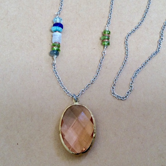 Handcrafted Sundance charm Silver Multi Gemstones Necklace 30”L new - Picture 3 of 16